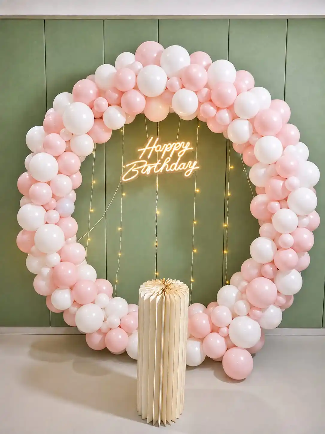 White and Light Pink Theme Balloon Decor